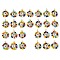 26 Pcs Acrylic Glass Seed Beaded Pendants, with Golden Brass Findings, Flat Round with Letter A~Z, Colorful, 22x17x4mm, Hole: 3mm