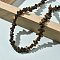 Natural Tiger Eye Chip Beaded Necklaces for Men Women, with Alloy Lobster Claw Clasps and Iron Chain Extender, Silver, 15.87~16.14 inch(40.3~41cm)