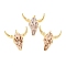 Resin Big Pendants, Cattle Head Shaped Charms with Brass Snap on Bails, Golden, 50x46.5x15mm, Hole: 7x4.5mm