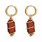 Copper Wire Wrapped Natural Red Jasper Dangle Earrings for Women, 304 Stainless Steel Huggie Hoop Earrings, 39mm, Pin: 1mm