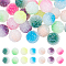 PandaHall Elite 28Pcs 7 Colors  Frosted Acrylic Beads, Tow Tone, Round, Mixed Color, 20x19mm, Hole: 2.8mm, 4pcs/color