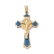 Easter Theme PVD Vacuum Plating 304 Stainless Steel Enamel Pendants, Crucifix Cross, Steel Blue, 45x25.5x4.5mm, Hole: 4x7.5mm