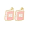 Golden Plated Alloy Enamel Pendants, Cadmium Free & Lead Free, Book Charm, Pink, 17x11x1mm, Hole: 1.6mm