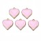 Alloy Enamel Pendants, Cadmium Free & Nickel Free & Lead Free, Light Gold, Heart, Pink, 17x16x3mm, Hole: 1.6mm