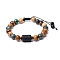 Natural Mixed Gemstone Braided Bead Bracelets, Glass Constellation Bracelet, Sagittarius, 7-1/4~7-1/2 inch(18.5~19cm)