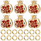 CREATCABIN 6Pcs Brass Micro Pave Chocolate Cubic Zirconia Charms, Nickel Free, Pomegranate Shape, with 40Pcs Brass Open Jump Rings, Real 18K Gold Plated, Charm: 10.5x10x7mm, Hole: 1.4mm