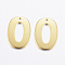 201 Stainless Steel Charms, Number, Num.0, Golden, 11x7.5x0.8mm, Hole: 1mm