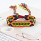 Ethnic Style Rhombus Polyester Braided Cord Bracelet, Adjustable Bracelet, Dark Orange, 5-7/8 inch(15cm)