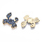 Printed Alloy Pendants, Light Gold, Crab Charms, Steel Blue, 19.5x20x1.5mm, Hole: 0.6mm