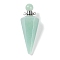 Natural Green Aventurine Faceted Cone Openable Perfume Bottle Big Pendants, with 304 Stainless Steel Findings, Stainless Steel Color, 49.5~51.5x18.5x18.5mm, Hole: 1.8mm