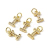 Real 18K Gold Plated Brass Micro Pave Clear Cubic Zirconia Charms KK-E068-VB452-I-4