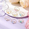 7Pcs 7 Colors Brass Natural Selenite  Rings SJEW-JS01313-2