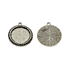 Tibetan Style Zinc Alloy Flat Round Pendant Cabochons Settings TIBEP-R334-261AS-RS-1