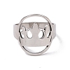 Non-Tarnish 201 Stainless Steel Oval with Crown Finger Ring RJEW-J051-42P-2