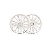 Rack Plating Brass Pave Clear Cubic Zirconia Double Wheel Links Connector Charms KK-S379-07S-1