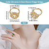 Beebeecraft 3Pcs Adjustable Brass Micro Pave Clear Cubic Zirconia Finger Ring Components ZIRC-BBC0001-94-2