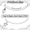 4Pcs 2 Styles Iron Twisted Chains Curb Chains FIND-PH01460-2