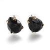 Natural Obsidian Stud Earrings EJEW-L196-03G-1