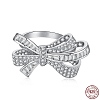 Rhodium Plated 925 Sterling Silver Micro Pave Clear Cubic Zirconia Finger Ring for Women RJEW-F150-14B-P-1