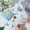 12Pcs 12 Style Synthetic Turquoise & Brass Beaded Wine Glass Charms AJEW-SC0002-20-3