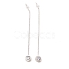 Crystal Rhinestone Flat Round Long Dangle Stud Earrings EJEW-A067-06P-4