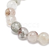 Natural Green Lodolite Quartz/Garden Quartz Round Beaded Stretch Bracelet BJEW-JB08919-02-4