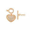 Brass Micro Pave Clear Cubic Zirconia Toggle Clasps KK-N232-296-1