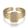 Brass Micro Pave Clear Cubic Zirconia Cuff Rings RJEW-H538-02G-B-1