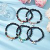 6mm Round Natural Lava Rock & Gemstone Beaded Stretch Bracelets BJEW-JB10846-2