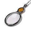 Flat Round Glass Magnifying Pendant Necklace for Women NJEW-K125-01B-05-3