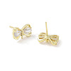 Bowknot Brass Stud Earrings Findings KK-L214-01G-2