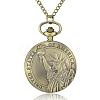 Flat Round with Statue of Liberty Alloy Quartz Pocket Watches WACH-N039-19AB-1