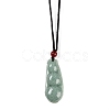 Natural Jadeite Carved Kidney Bean Pendant Necklaces NJEW-F321-06-2