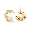 Rack Plating Brass Micro Pave Cubic Zirconia Stud Earrings for Women EJEW-H091-37G-1