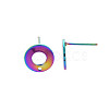 Rainbow Color 304 Stainless Steel Stud Earring Findings STAS-N098-019-4