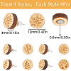 SUNNYCLUE 8 Pairs 4 style Natural Wood Flat Round Stud Earrings EJEW-SC0001-47-2