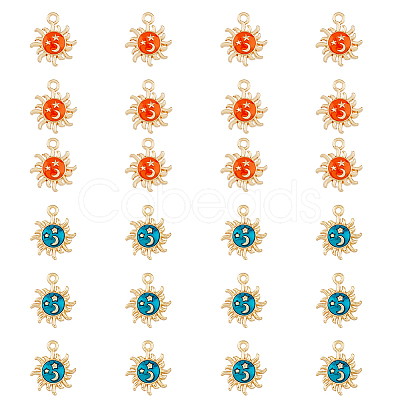 HOBBIESAY 28Pcs 2 Colors Alloy Enamel Pendants ENAM-HY0001-29-1