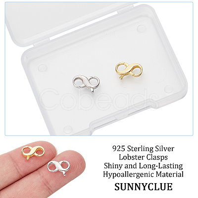 SUNNYCLUE 2Pcs 2 Colors 925 Sterling Silver Double Opening Lobster Claw Clasps FIND-SC0003-52-1