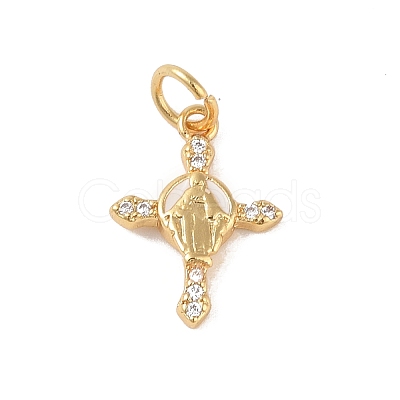 Brass Micro Pave Clear Cubic Zirconia Pendants KK-E111-31A-G-1