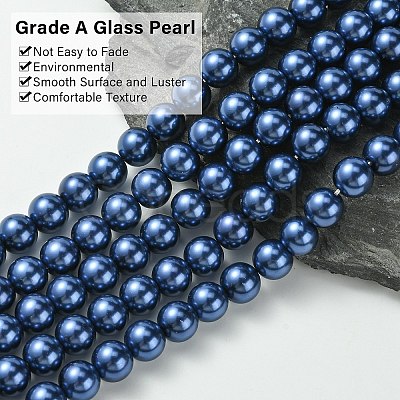 Eco-Friendly Glass Pearl Bead Strands HY-A008-10mm-RB069-1