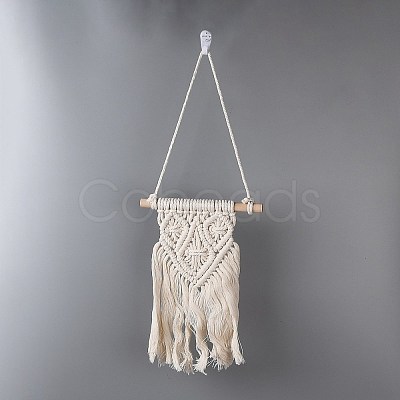 Cotton Cord Macrame Woven Wall Hanging HJEW-C010-15-1