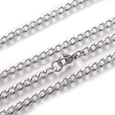 Non-Tarnish 304 Stainless Steel Curb Chain Necklaces NJEW-E143-02P-1