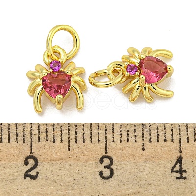 Rack Plating Brass Micro Pave Cubic Zirconia Spider Charms ZIRC-I065-02-1