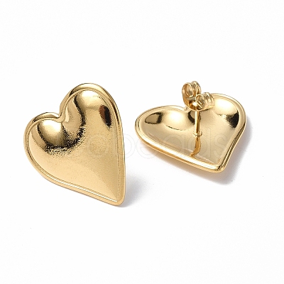 Ion Plating(IP) 304 Stainless Steel Heart Stud Earrings for Women EJEW-F300-16G-1