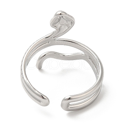 Non-Tarnish 304 Stainless Steel Snake Open Cuff Ring for Women RJEW-I098-01P-1