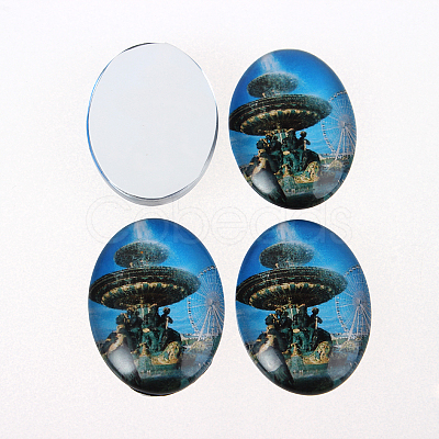 Photo Glass Oval Cabochons X-GGLA-N003-13x18-F32-1