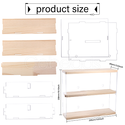 2-Tier Transparent Acrylic Wall-Mounted Action Figures Display Cases with Sliding Lid ODIS-WH0020-95-1