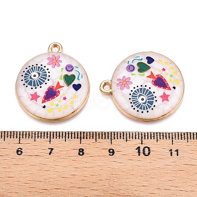 Printed Rack Plating Alloy Enamel Pendants ENAM-T020-02H-1