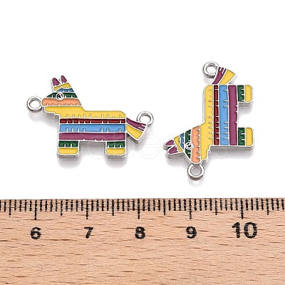 Rack Plating Alloy Enamel Colorful Mexican Donkey Connector Charms ENAM-N056-350P-1