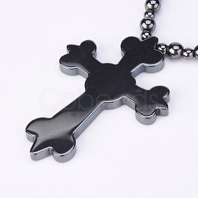 Non-Magnetic Synthetic Hematite Pendant Necklaces NJEW-F168-22-1